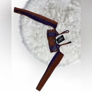 PrettyLittleThing Orange and Blue Striped Top